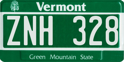 VT license plate ZNH328