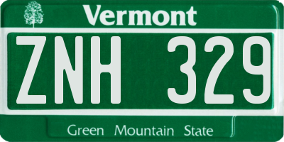 VT license plate ZNH329