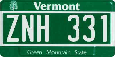 VT license plate ZNH331