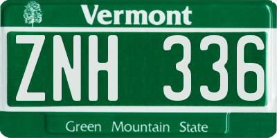VT license plate ZNH336