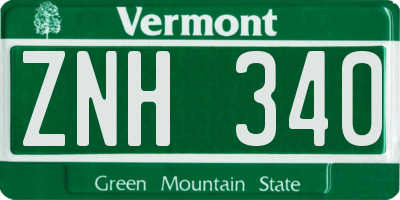 VT license plate ZNH340