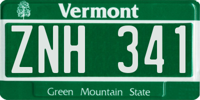 VT license plate ZNH341