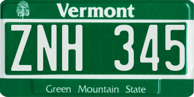 VT license plate ZNH345