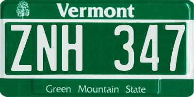 VT license plate ZNH347