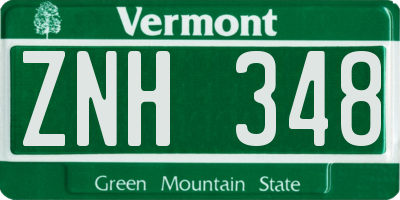 VT license plate ZNH348