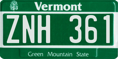 VT license plate ZNH361