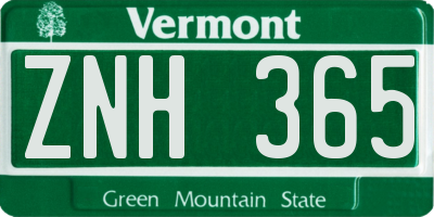 VT license plate ZNH365