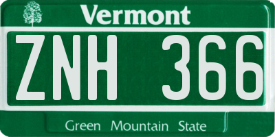VT license plate ZNH366
