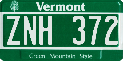 VT license plate ZNH372