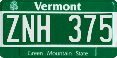 VT license plate ZNH375