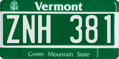 VT license plate ZNH381