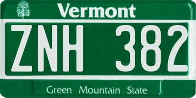 VT license plate ZNH382