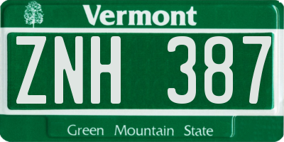 VT license plate ZNH387