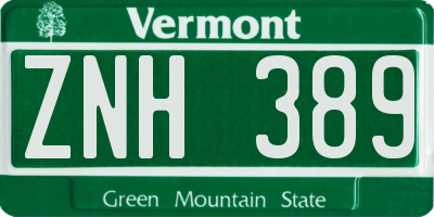 VT license plate ZNH389
