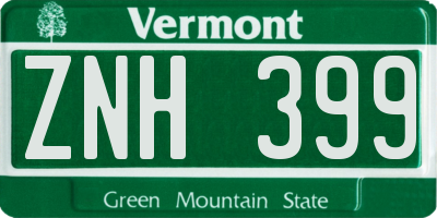 VT license plate ZNH399