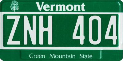 VT license plate ZNH404