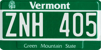 VT license plate ZNH405
