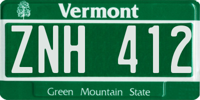 VT license plate ZNH412