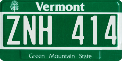VT license plate ZNH414
