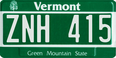 VT license plate ZNH415