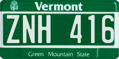 VT license plate ZNH416