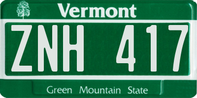 VT license plate ZNH417
