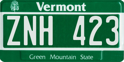 VT license plate ZNH423