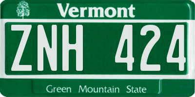 VT license plate ZNH424