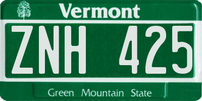 VT license plate ZNH425