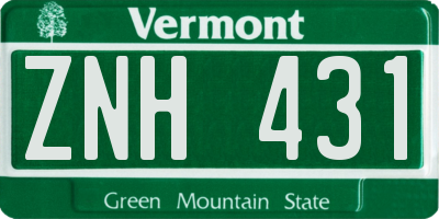 VT license plate ZNH431