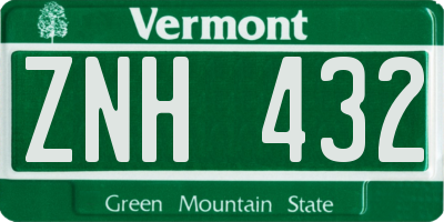 VT license plate ZNH432