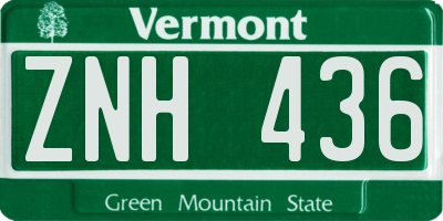 VT license plate ZNH436