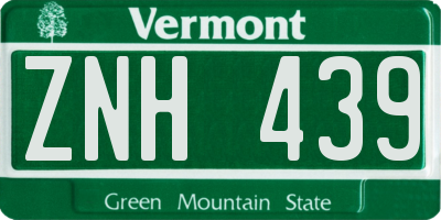VT license plate ZNH439