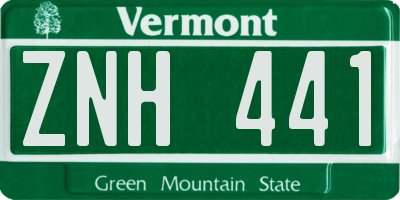 VT license plate ZNH441