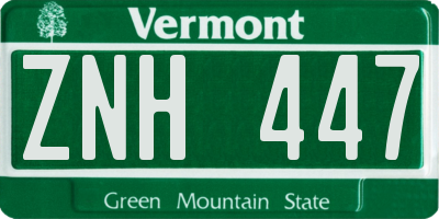 VT license plate ZNH447