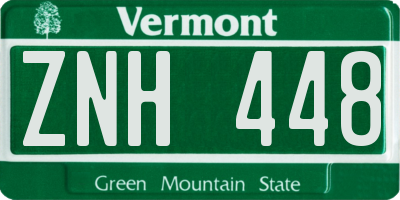 VT license plate ZNH448