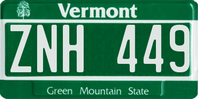 VT license plate ZNH449