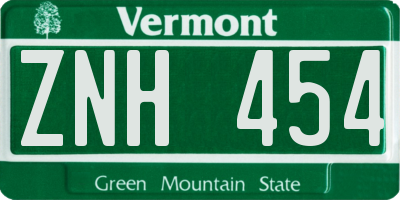 VT license plate ZNH454