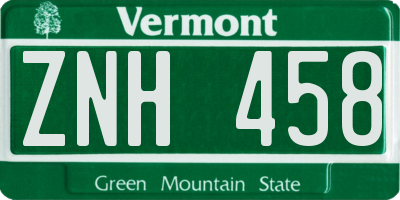 VT license plate ZNH458