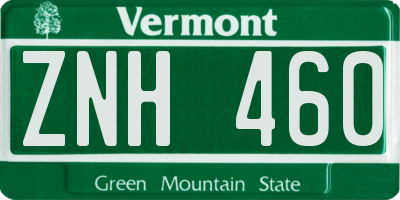 VT license plate ZNH460