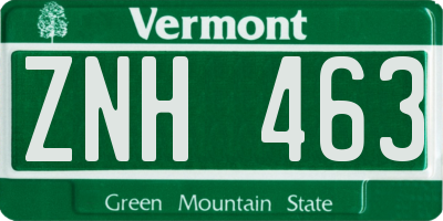 VT license plate ZNH463