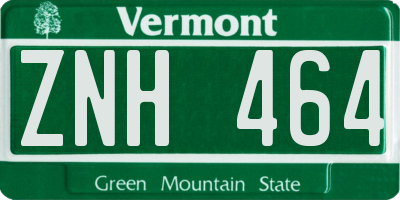 VT license plate ZNH464