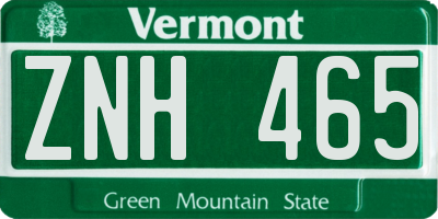 VT license plate ZNH465