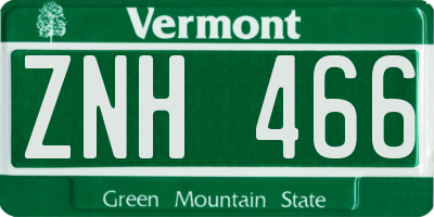 VT license plate ZNH466