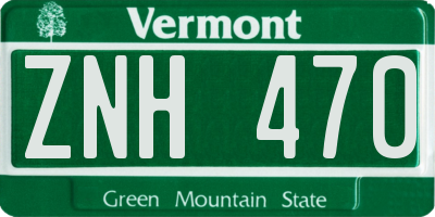 VT license plate ZNH470