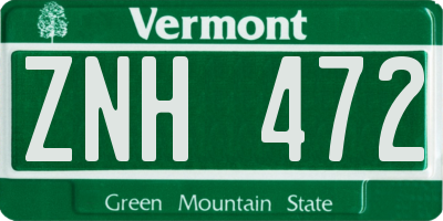 VT license plate ZNH472