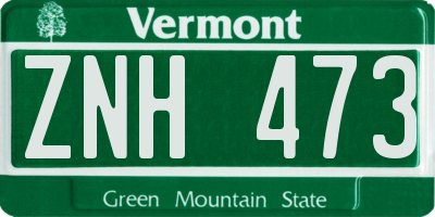 VT license plate ZNH473