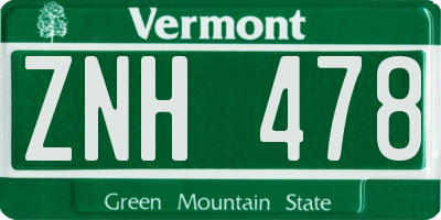 VT license plate ZNH478