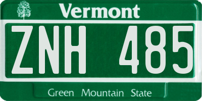 VT license plate ZNH485