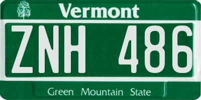 VT license plate ZNH486